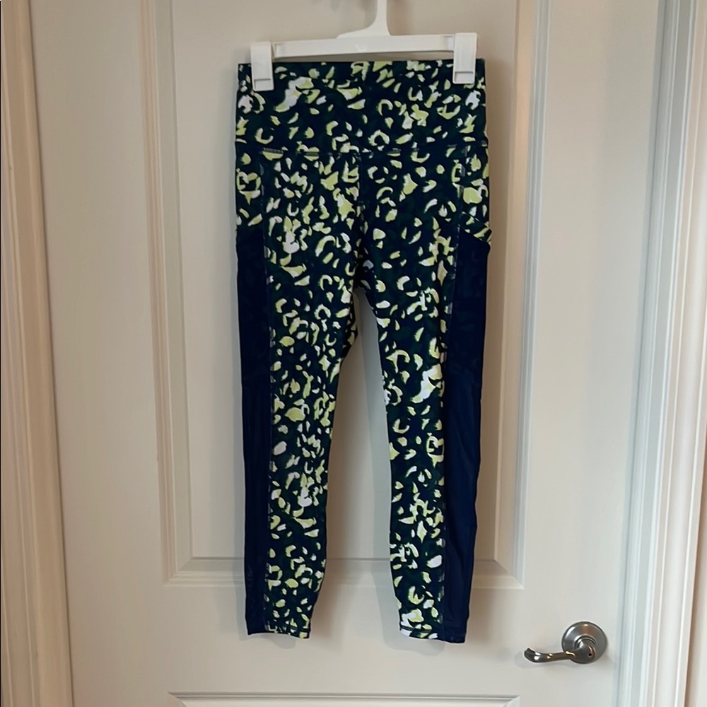 Fabletics Navy and yellow Patterned Leggings